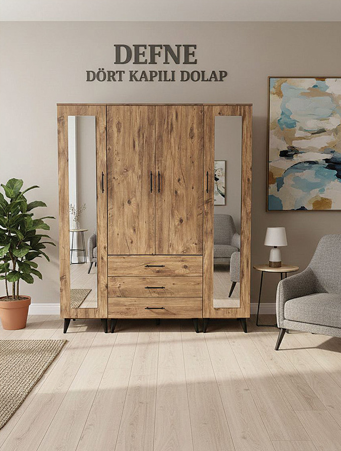 Defne 4 Kapılı Gardırop