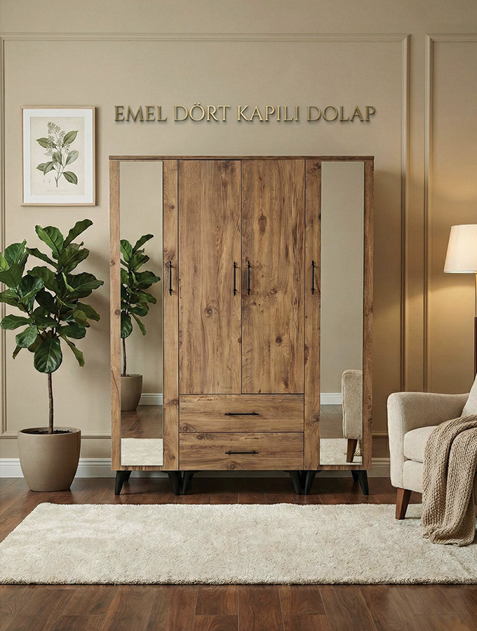Emel 4 Kapılı Gardırop